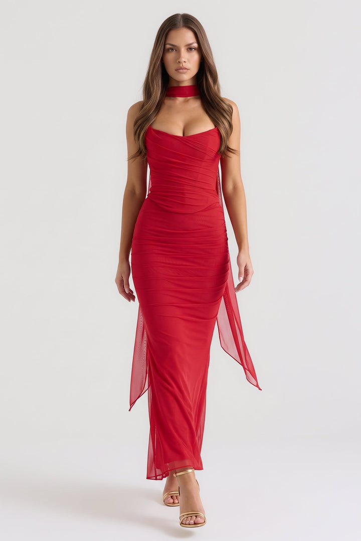 Abito da Sera Rosso Dettaglio Couture