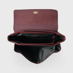 Compact shape leather bag — Burgundy — 3 |oriona-color:Burgundy|