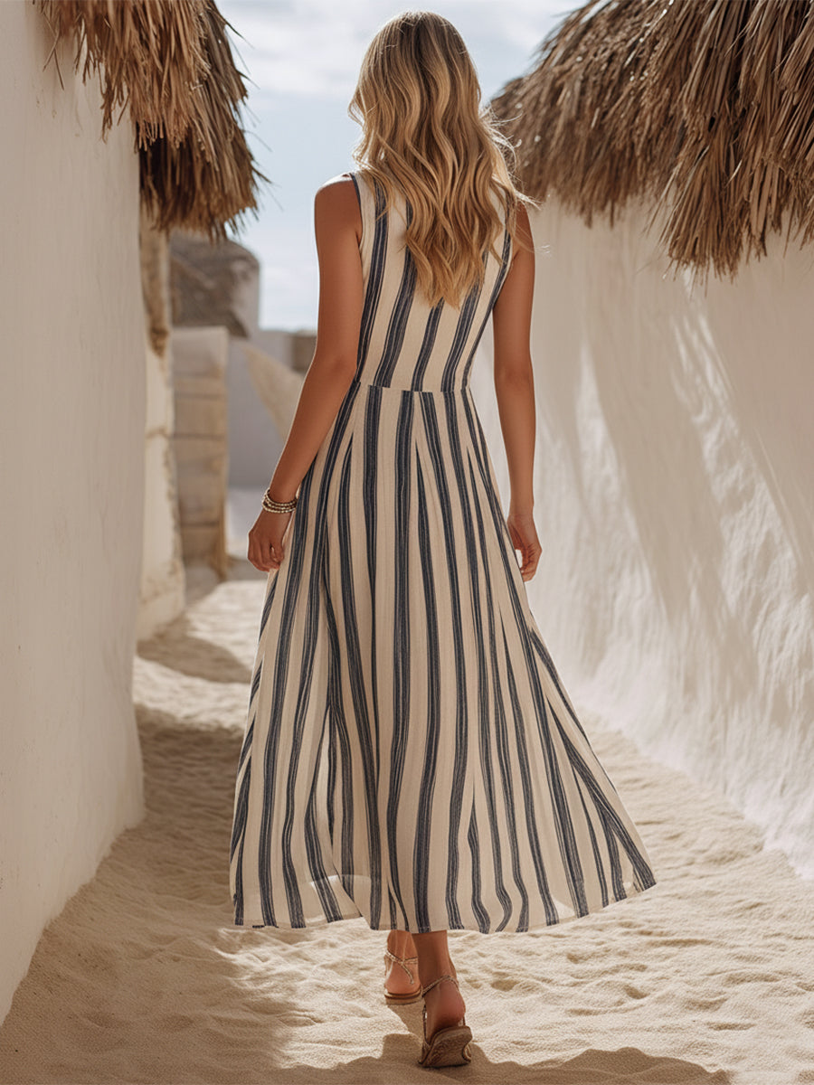 Vestido Midi Rayas Marino & Blanco