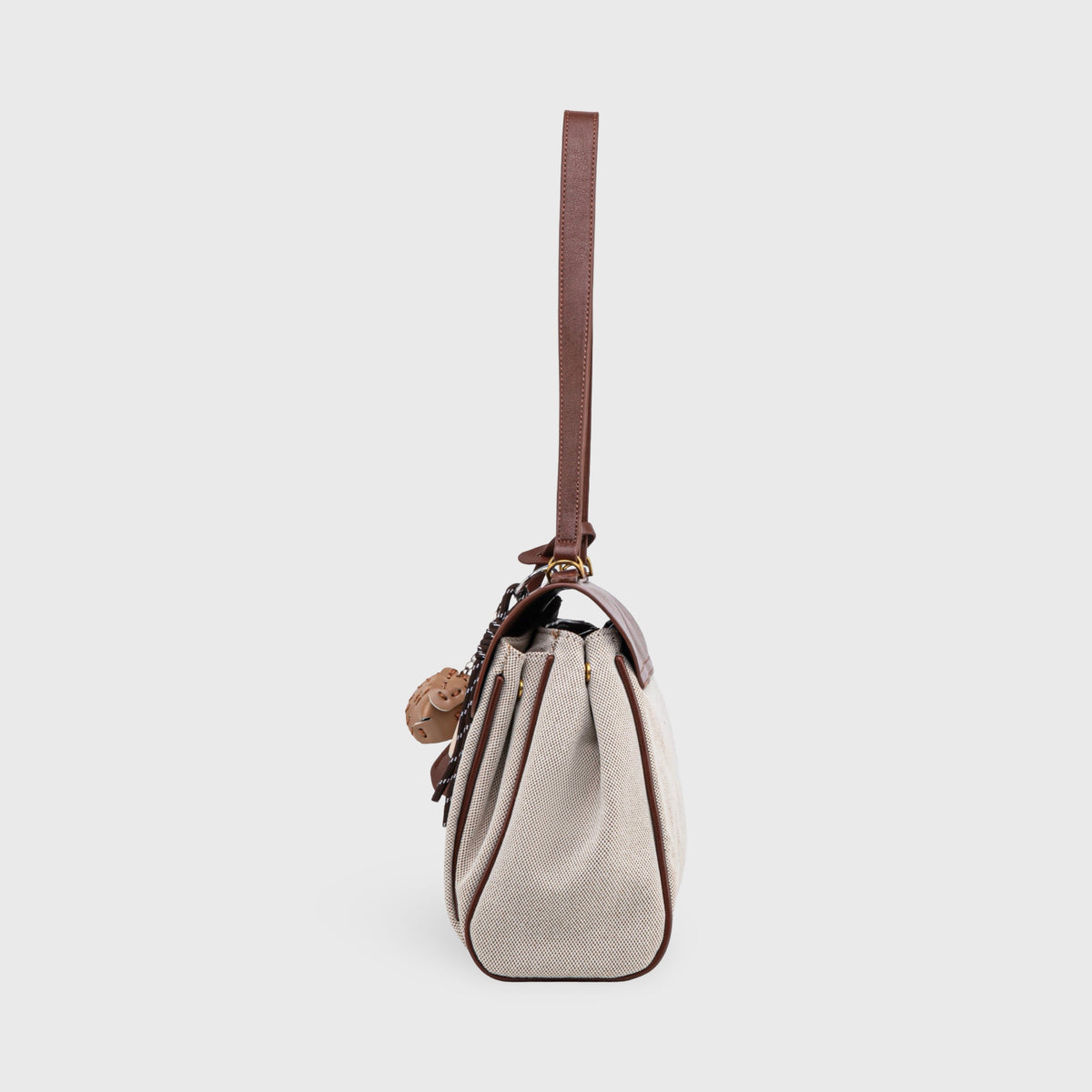 Soft Volume Leather Bag — Brown Canvas — 7 |oriona-color:Brown Canvas|
