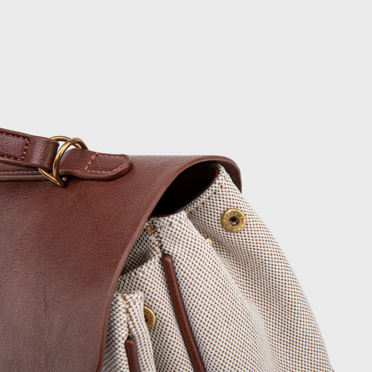 Soft Volume Leather Bag — Brown Canvas — 8 |oriona-color:Brown Canvas|