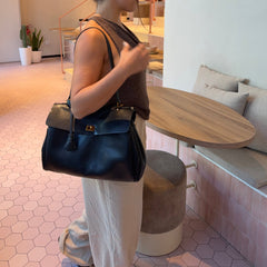 Compact shape leather bag — Black — 5 |oriona-color:Black|