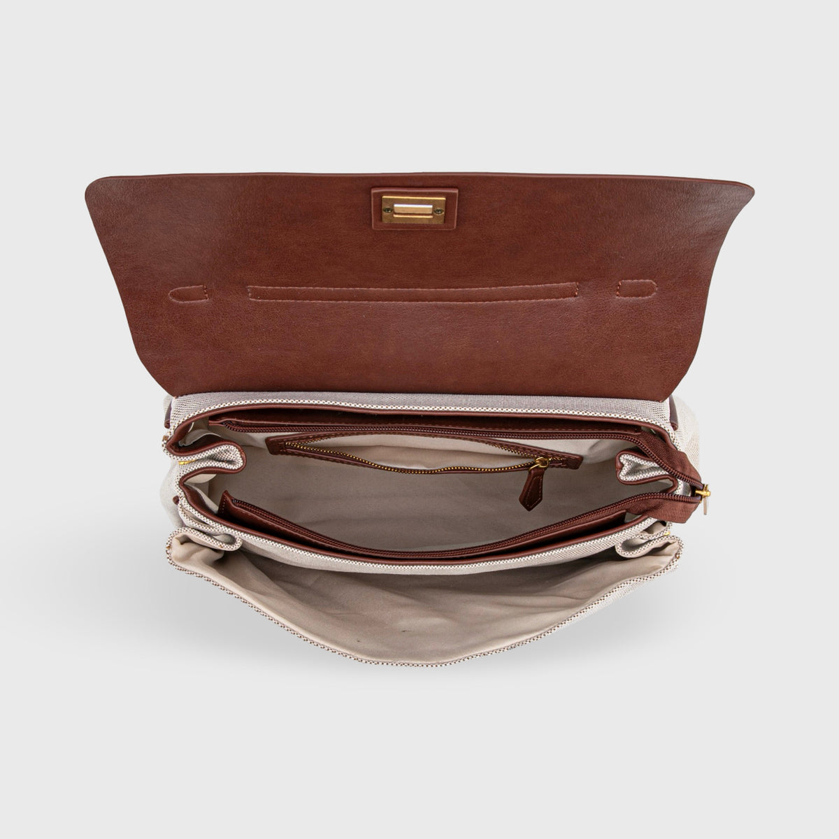 Soft Volume Leather Bag — Brown Canvas — 3 |oriona-color:Brown Canvas|
