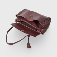 Compact shape leather bag — Burgundy — 4 |oriona-color:Burgundy|