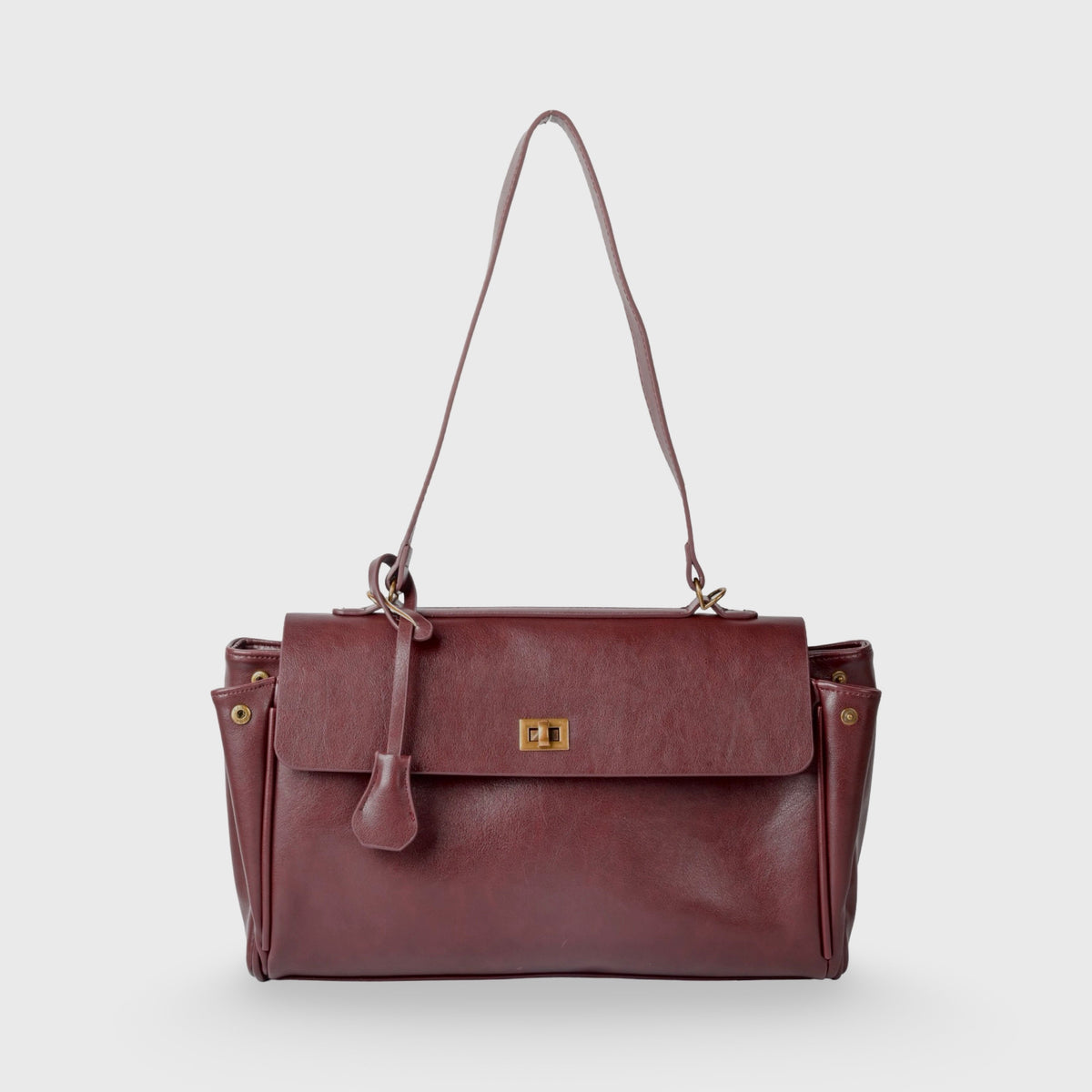 Compact shape leather bag — Burgundy — 2 |oriona-color:Burgundy|
