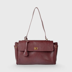 Compact shape leather bag — Burgundy — 2 |oriona-color:Burgundy|