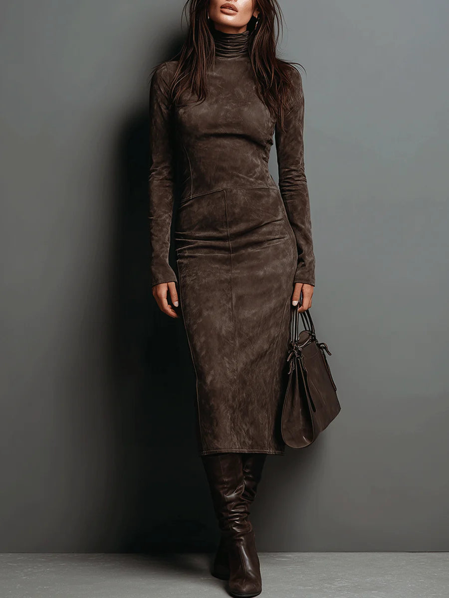 Lorena • Vestido midi marrón