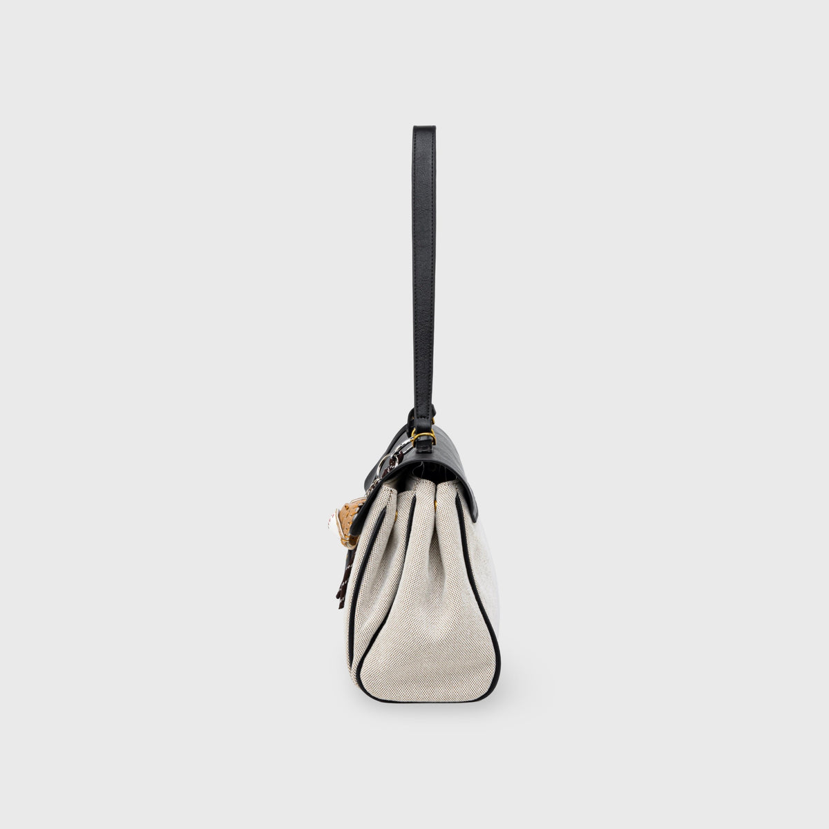 Soft Volume Leather Bag — Black Canvas — 11 |oriona-color:Black Canvas|