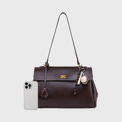 Compact shape leather bag — Coffee — 17 |oriona-color:Coffee|
