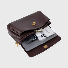 Compact shape leather bag — Coffee — 3 |oriona-color:Coffee|