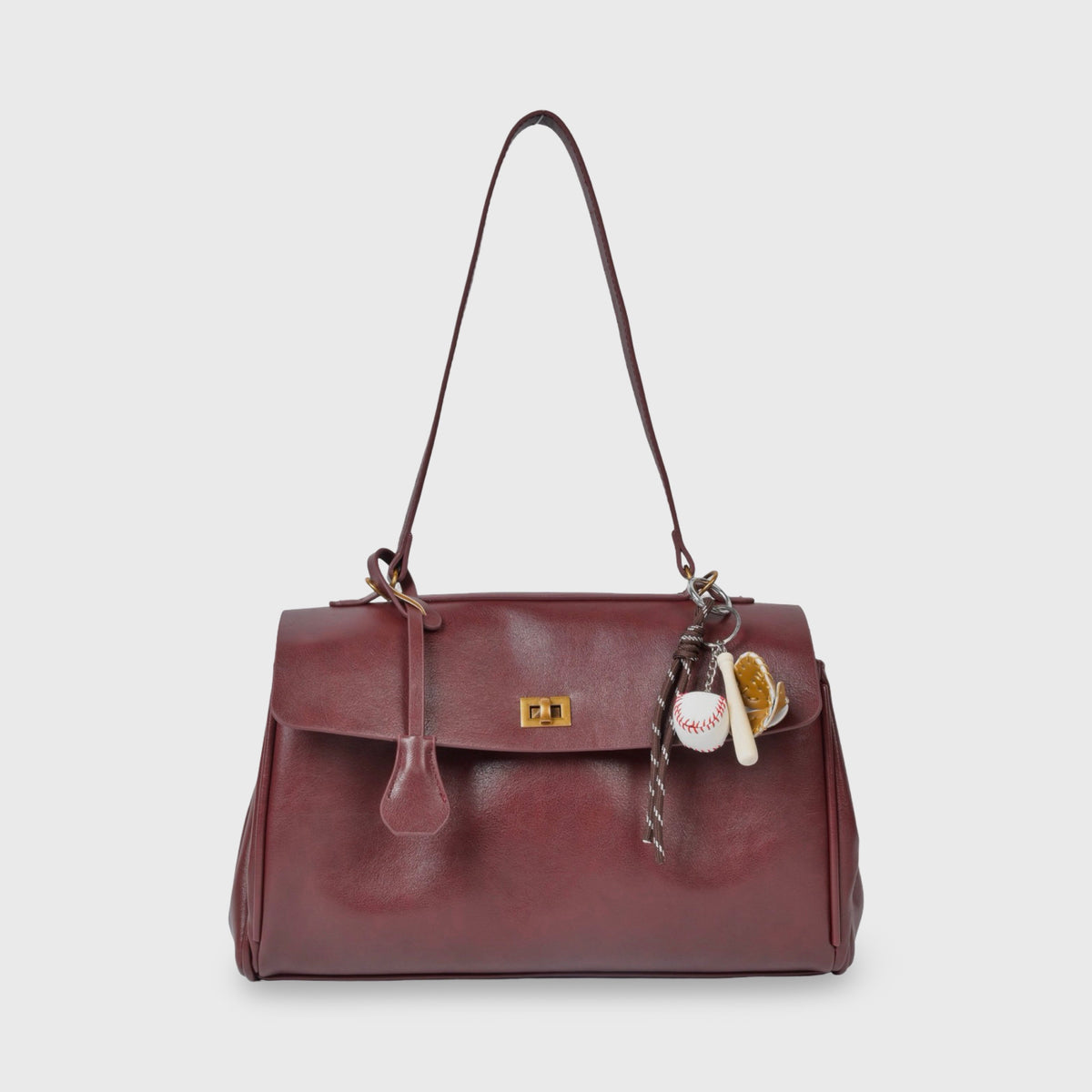 Compact shape leather bag — Burgundy — 1 |oriona-color:Burgundy|