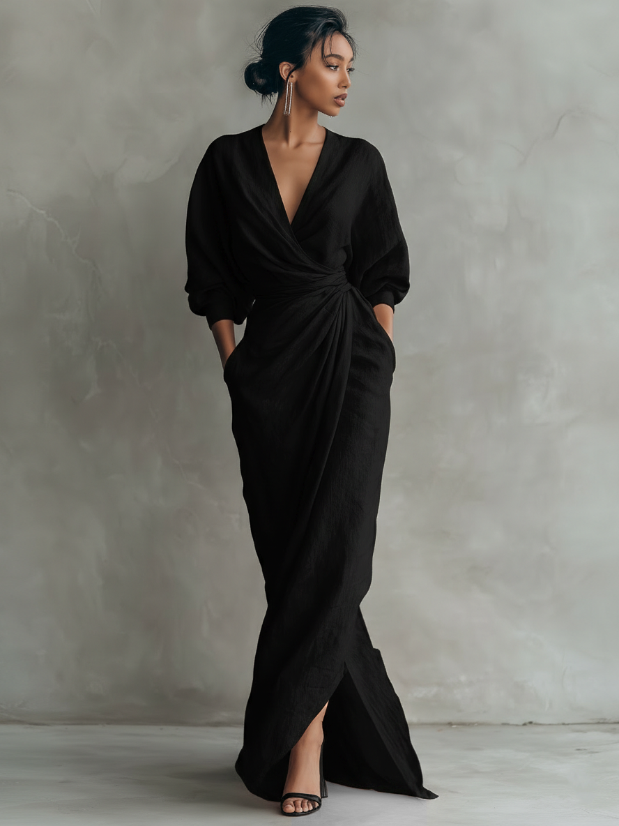 Camila • Vestido de Lino con escote en V