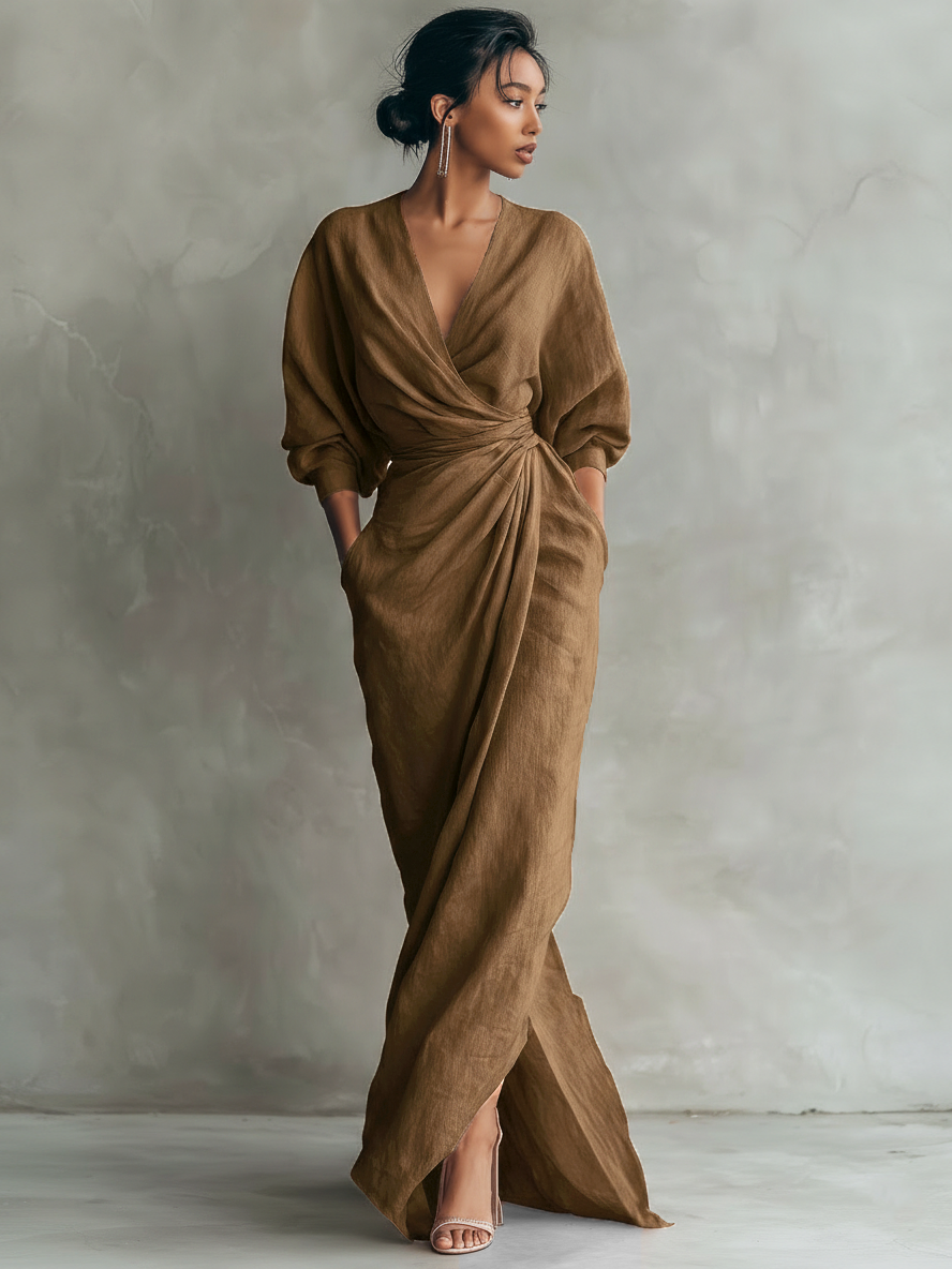 Camila • Vestido de Lino con escote en V