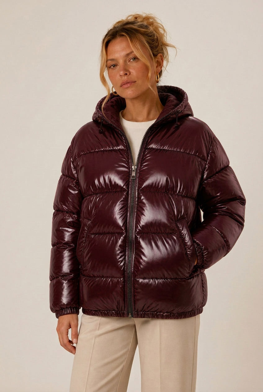 Elegant Profile Padded Jacket 145 — Burgundy