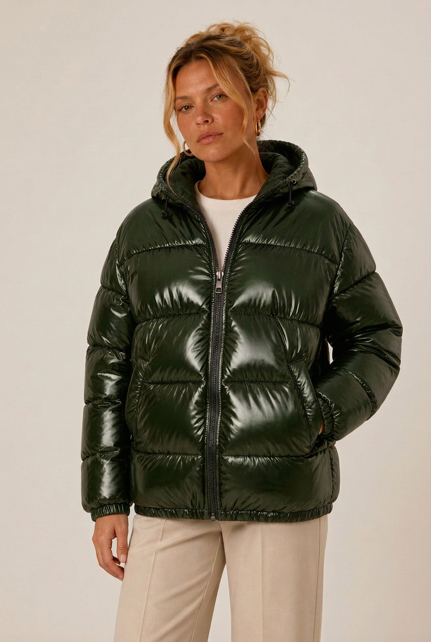 Elegant Profile Padded Jacket 145 — Green