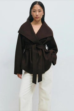 Structured Jacket Draped Detail — Brown