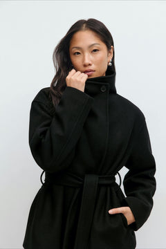 Structured Jacket Draped Detail — Black
