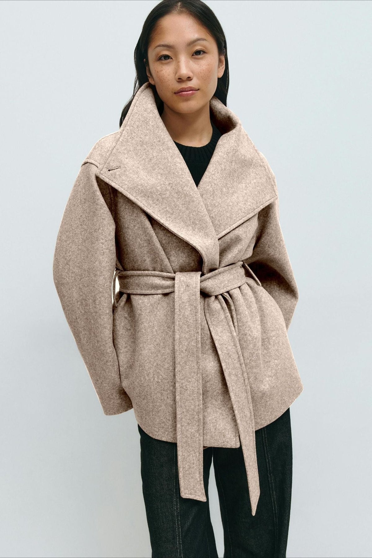 Structured Jacket Draped Detail — Camel