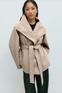 Structured Jacket Draped Detail — Camel