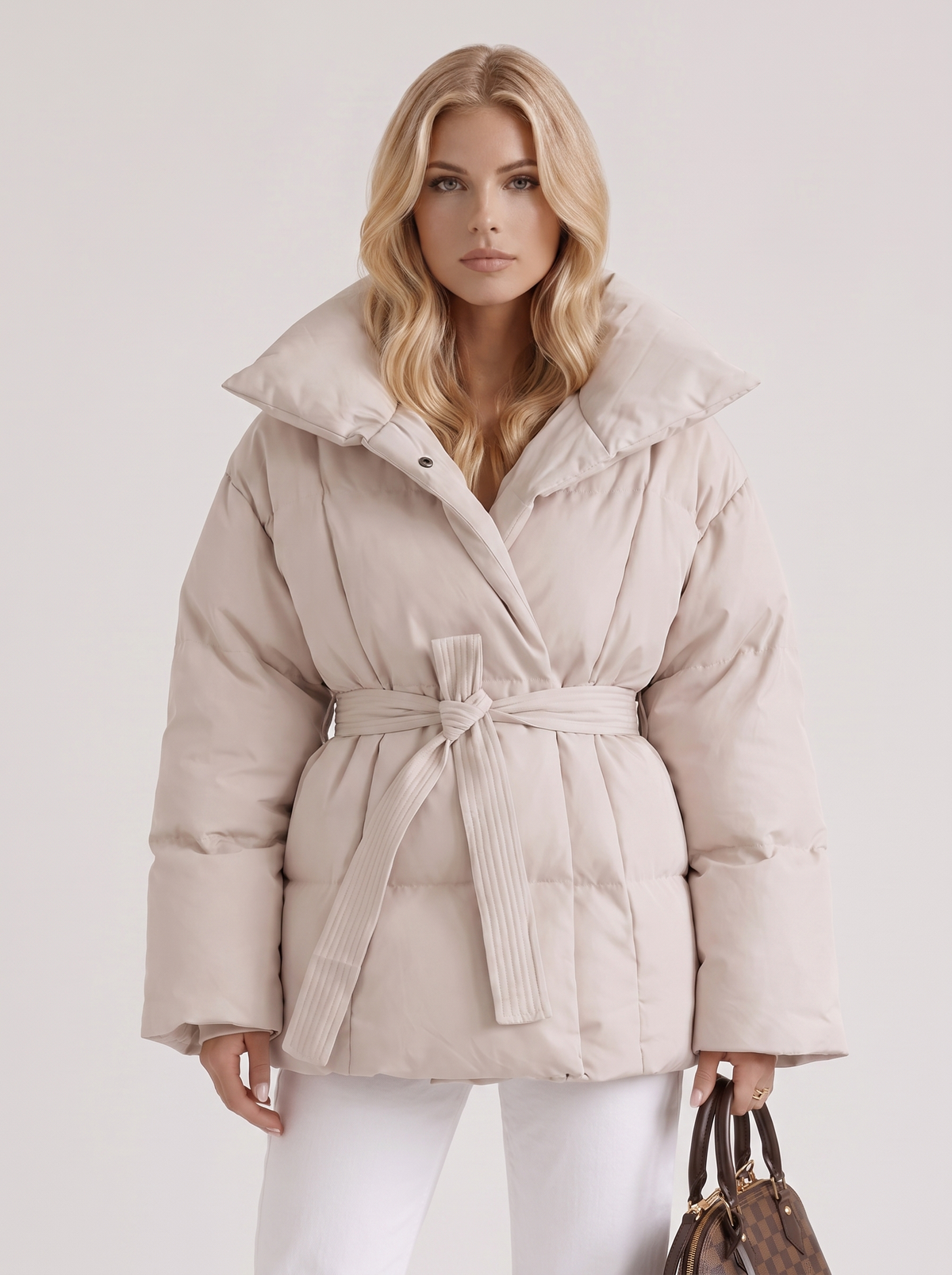 Elegant Profile Padded Jacket 105 — Cream