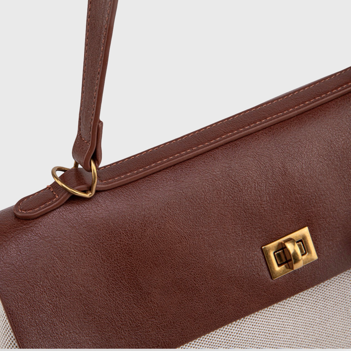 Soft Volume Leather Bag — Brown Canvas — 9 |oriona-color:Brown Canvas|
