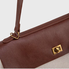 Soft Volume Leather Bag — Brown Canvas — 9 |oriona-color:Brown Canvas|