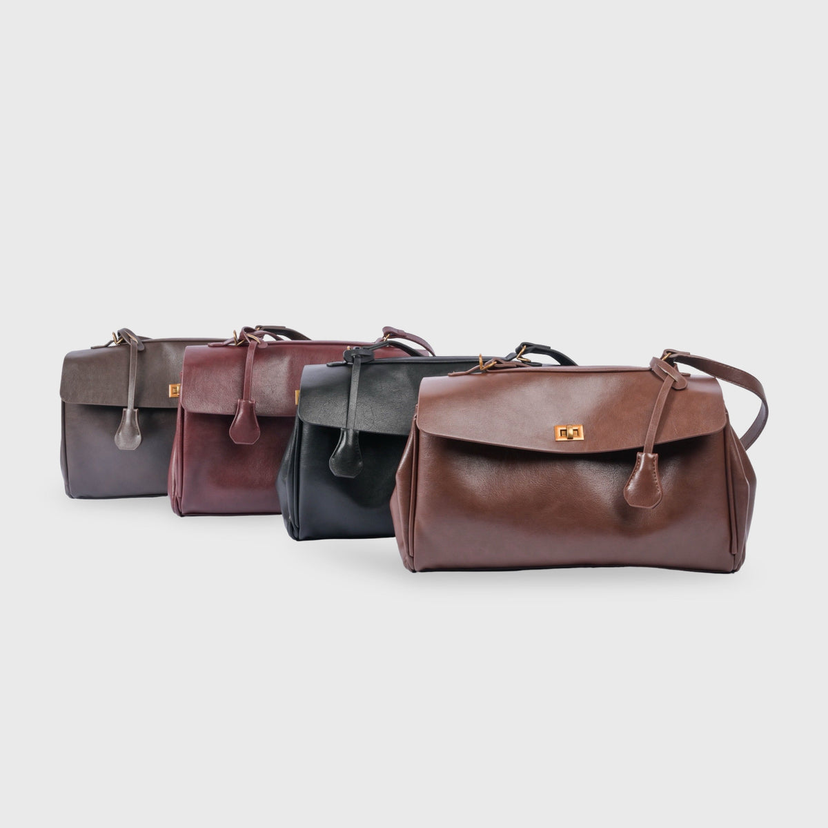 Compact shape leather bag — Brown — 5 |oriona-color:Brown|