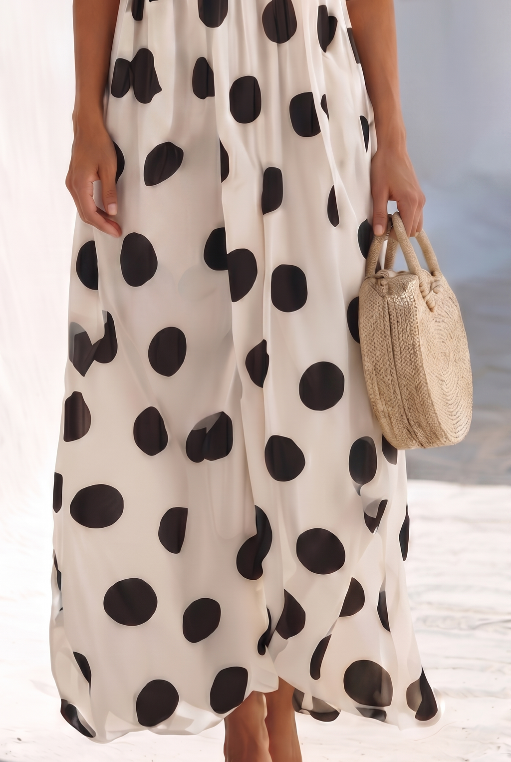 Santorini • Vestido Maxi de Lunares