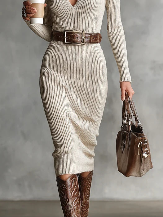 Clara • Vestido de punto con cuello alto