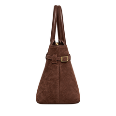 Borsa a patta in vera pelle scamosciata — vista lateral