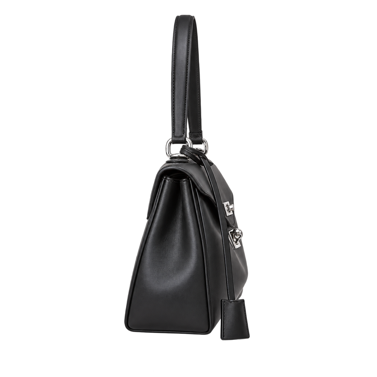 Borsa a patta compatta con finiture argentate — vista lateral
