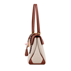 Borsa a patta in tela e similpelle — vista lateral