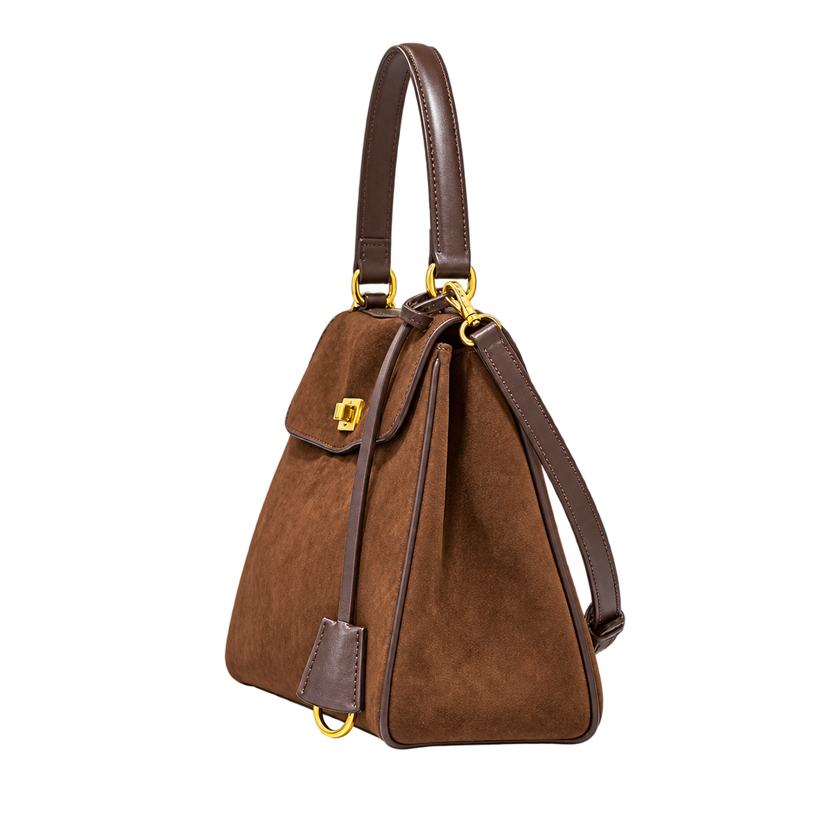 Borsa a mano con cinturino effetto scamosciato — vista lateral