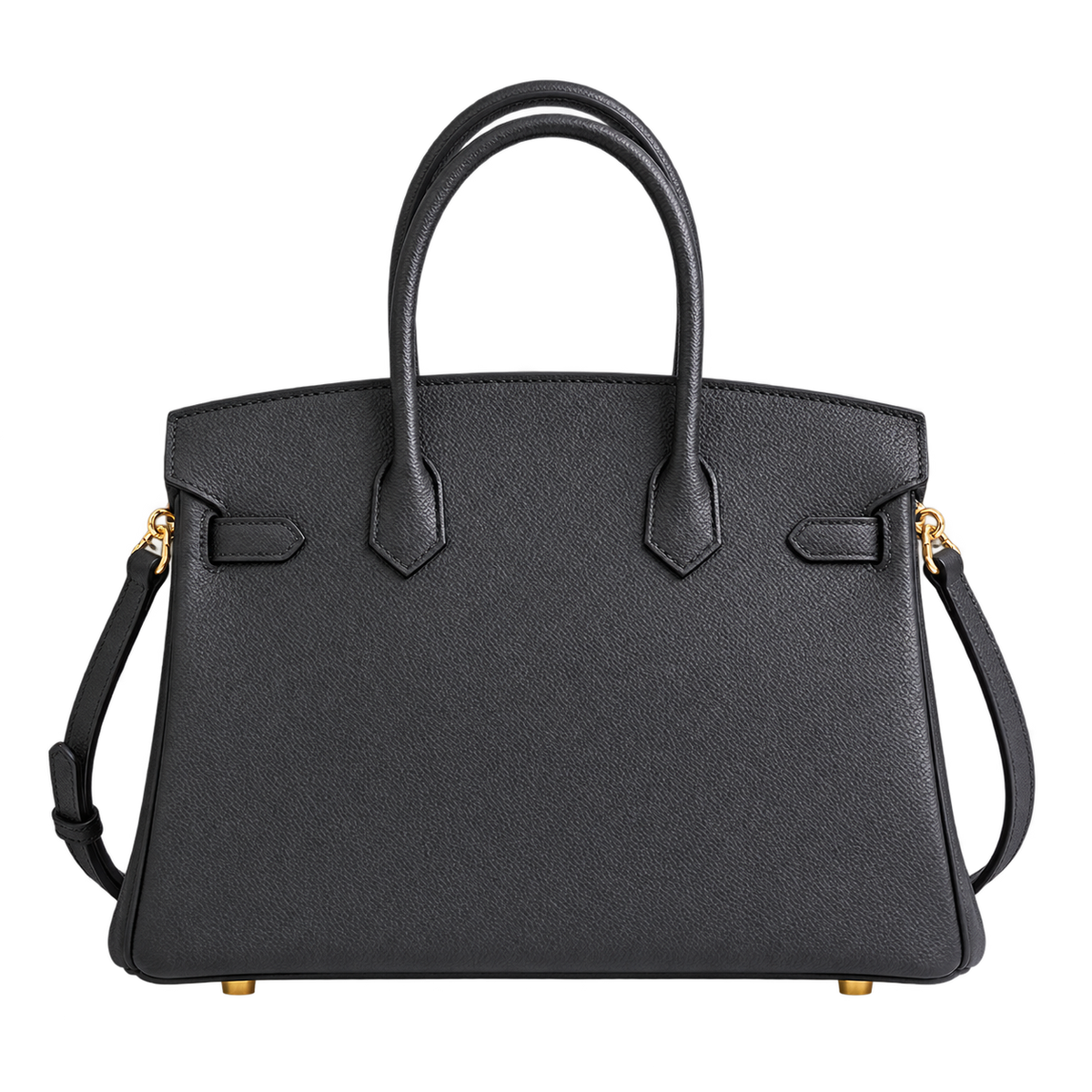 Borsa a mano in vera pelle con lucchetto — vista trasera