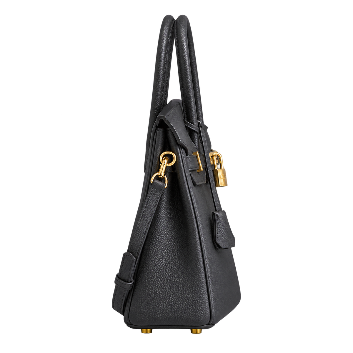 Borsa a mano in vera pelle con lucchetto — vista lateral