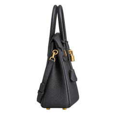 Borsa a mano in vera pelle con lucchetto — vista lateral