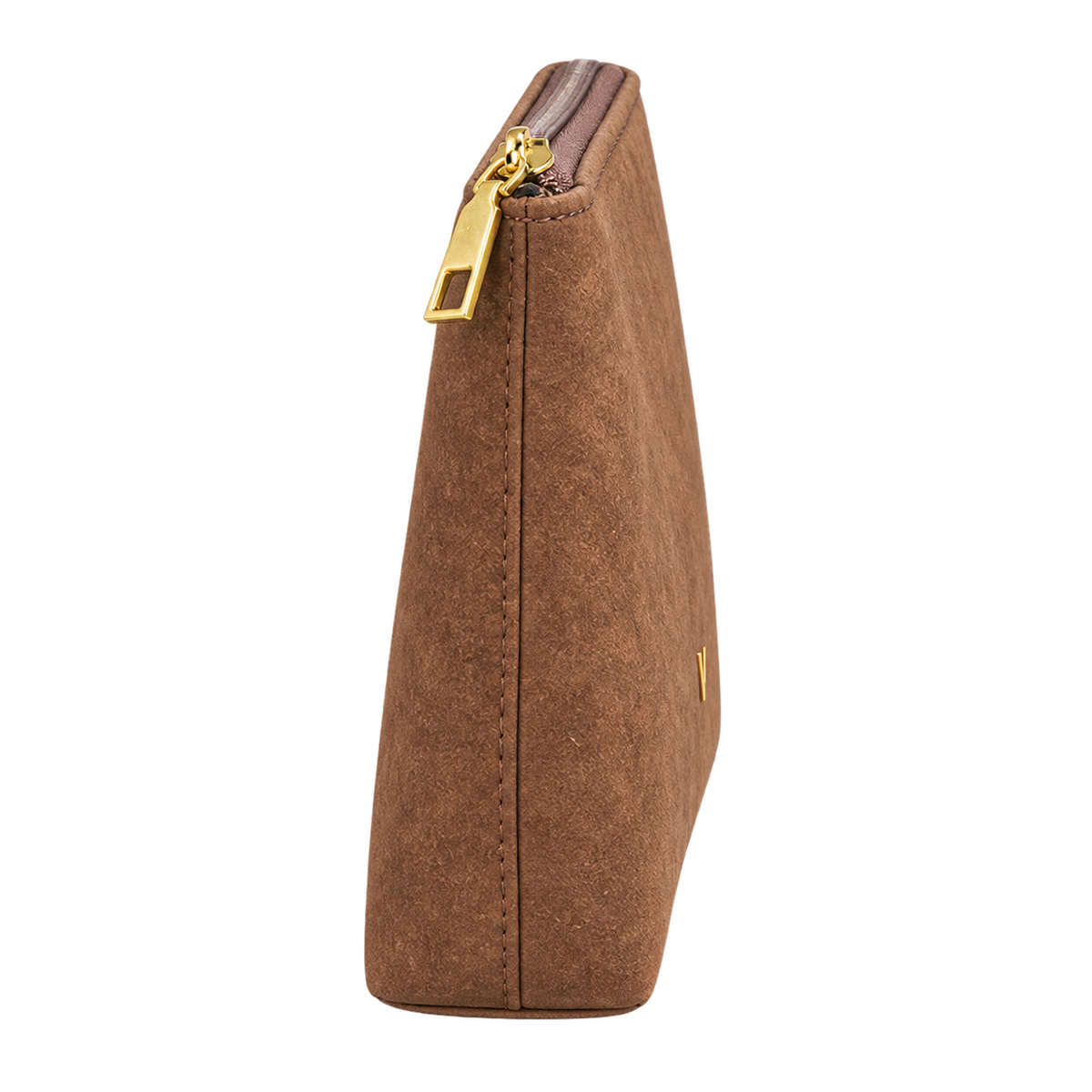 Pochette organizer con zip effetto scamosciato — vista lateral