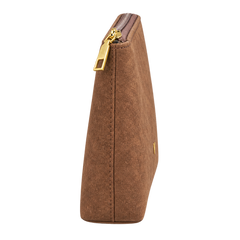 Pochette organizer con zip effetto scamosciato — vista lateral
