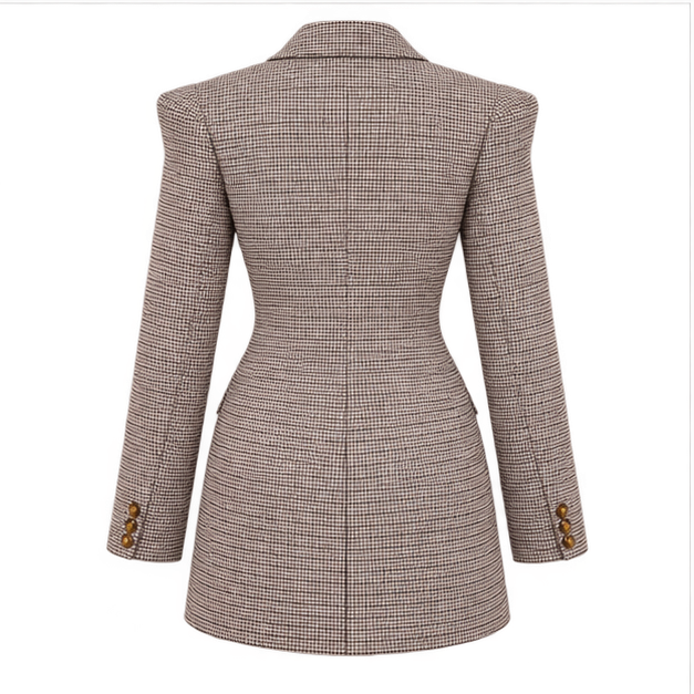 Ashley | Women's Blazer with a Checkered Pattern — back