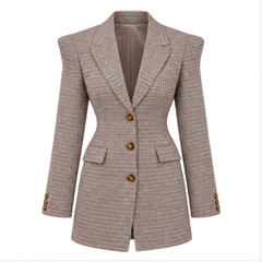 Ashley | Women's Blazer with a Checkered Pattern — front