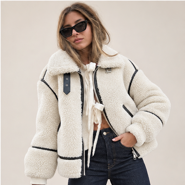Katherine | Women's Oversized Teddy Jacket — model