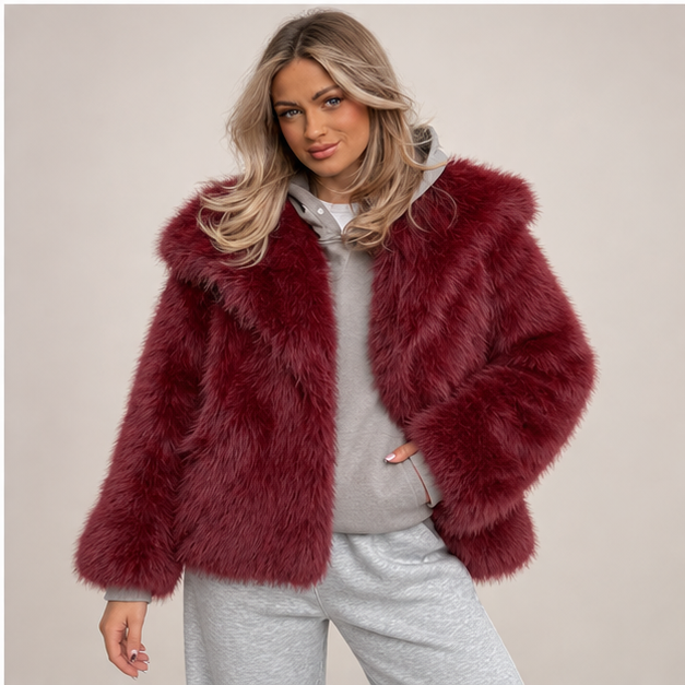 Emma | Women's Oversized Faux Fur Coat — model