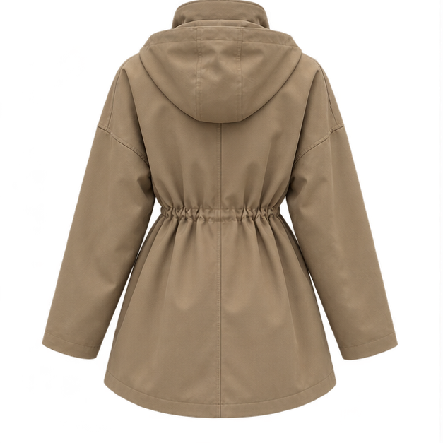 Brenda | Women's Drawstring Waist High Neck Utility Jacket — back