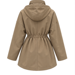 Brenda | Women's Drawstring Waist High Neck Utility Jacket — back
