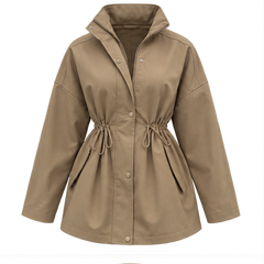 Brenda | Women's Drawstring Waist High Neck Utility Jacket — front