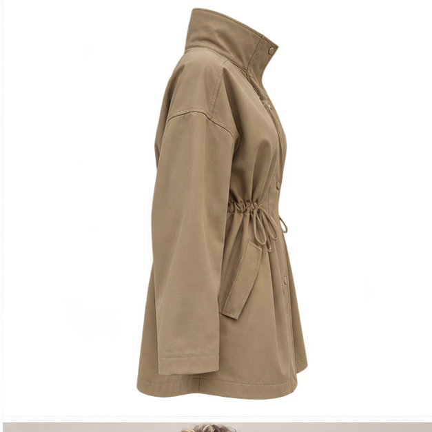 Brenda | Women's Drawstring Waist High Neck Utility Jacket — side