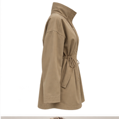 Brenda | Women's Drawstring Waist High Neck Utility Jacket — side