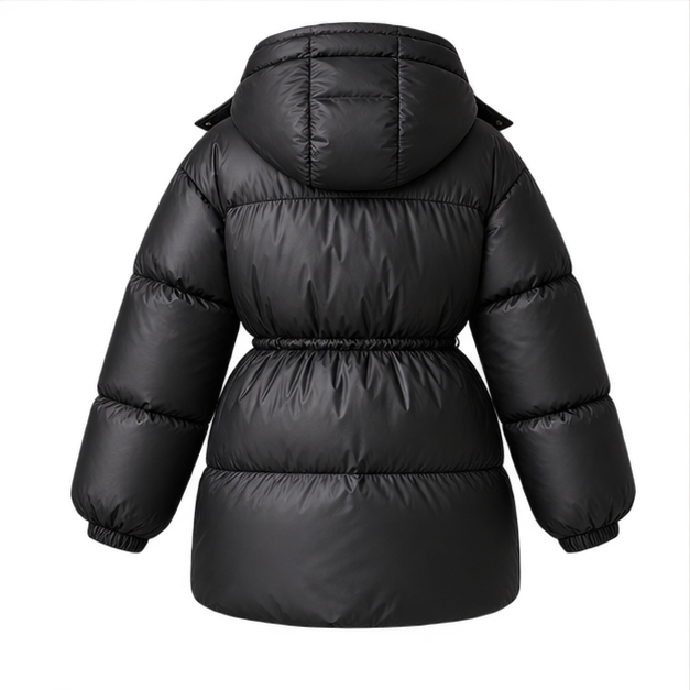 Esther | Women's Drawstring Waist Hooded Puffer Jacket — back
