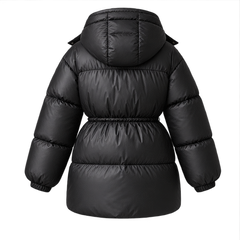 Esther | Women's Drawstring Waist Hooded Puffer Jacket — back