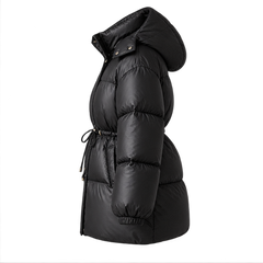 Esther | Women's Drawstring Waist Hooded Puffer Jacket — side